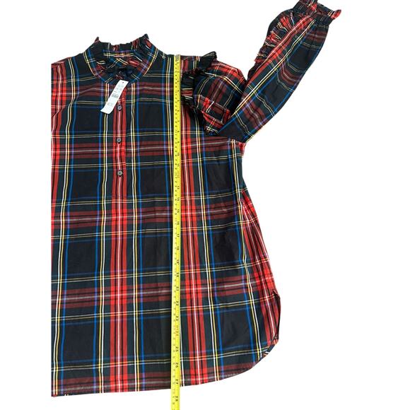 NEW J.Crew Classic Fit Ruffle Popover in Black Stewart Tartan Size Large NWT - Picture 8 of 9